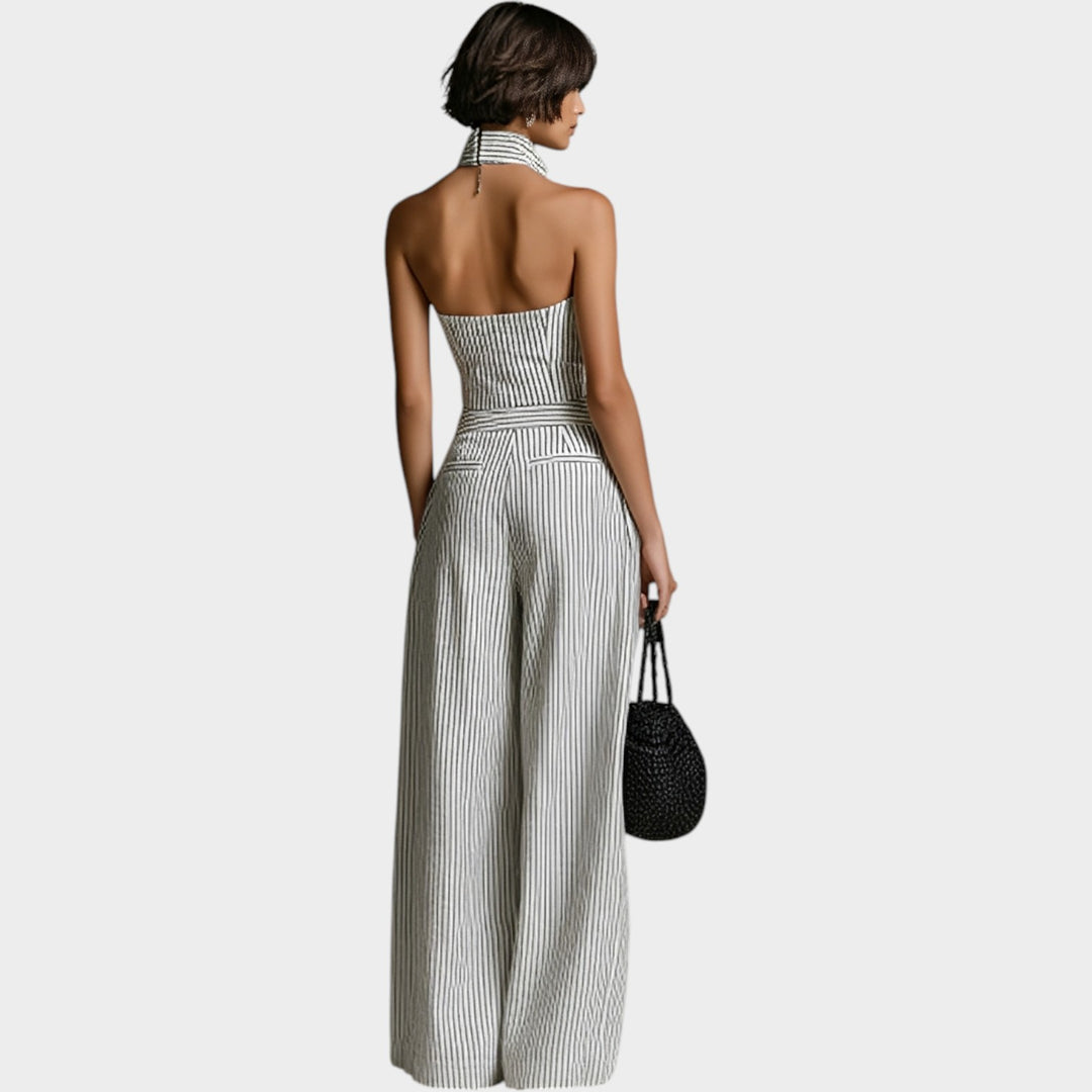 Chic Striped Halter Co-Ord Set