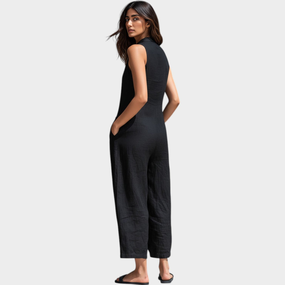 Sleeveless Button‑Front Jumpsuit