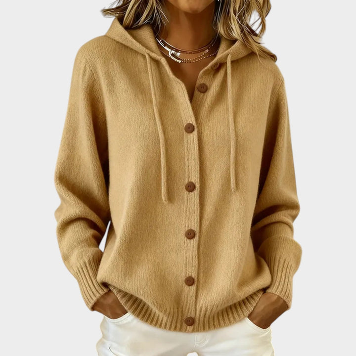 Women's Knit Cardigan Hooded Button Front