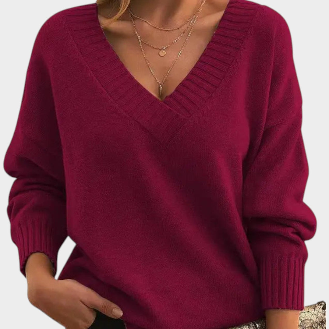 Women's Classic V Neck Knit Sweater