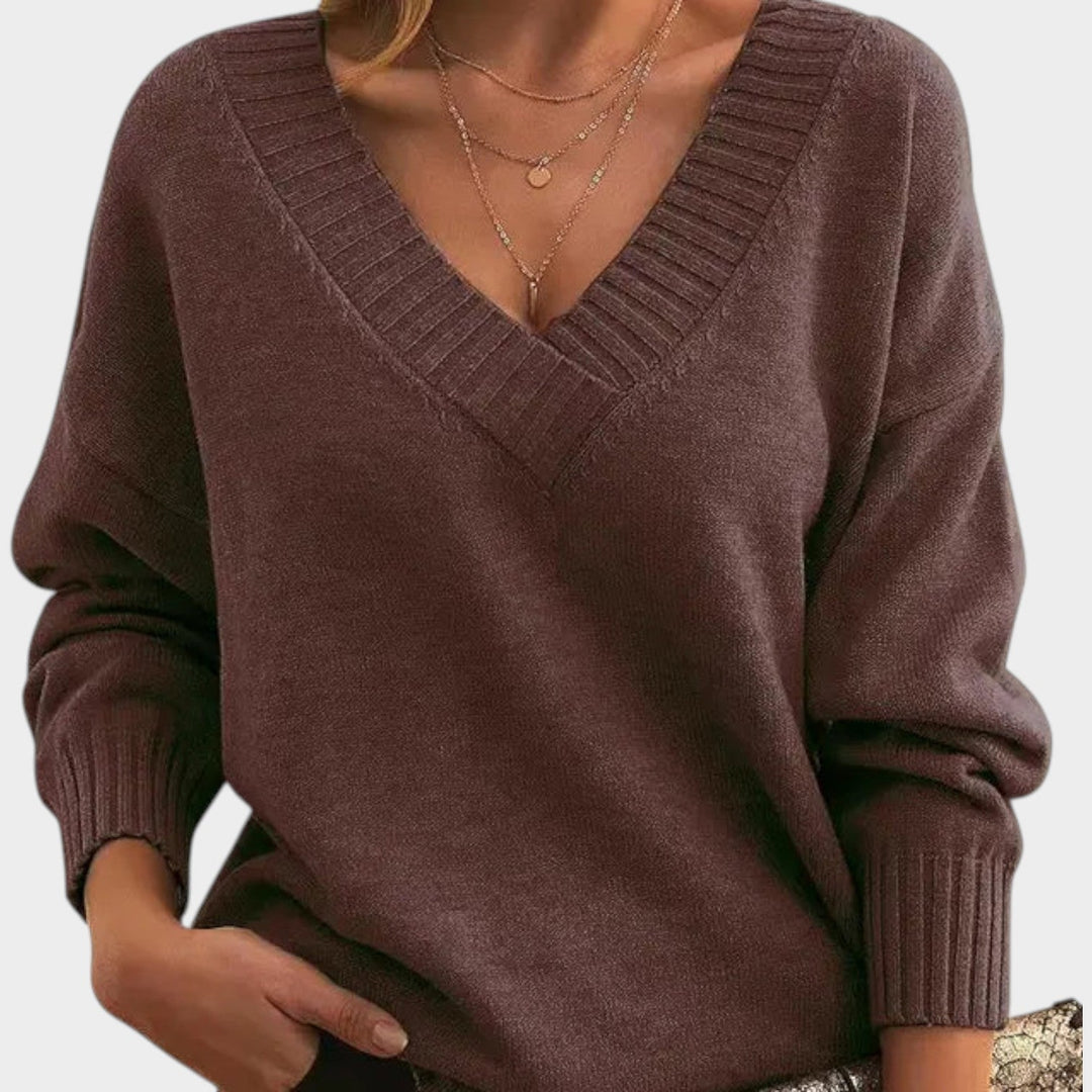 Women's Classic V Neck Knit Sweater