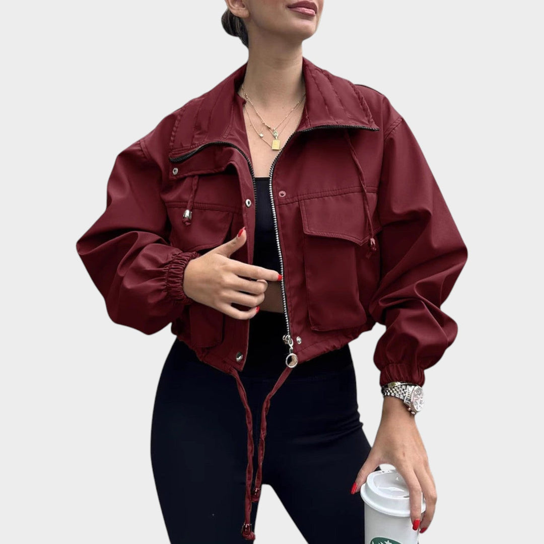 Women’s Cropped Jacket Drawstring Elastic Cuffs