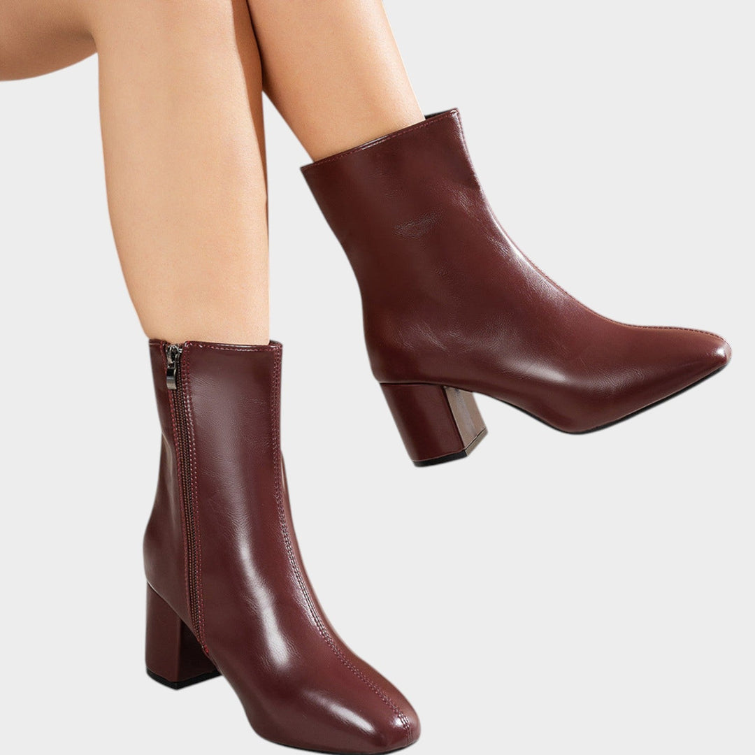 Women’s Ankle Boots Block Heel Side Zip