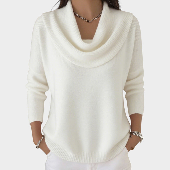 Women's Knit Sweater Soft Draped Collar