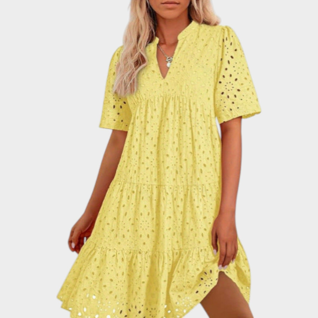 Eyelet Tiered Mini Dress