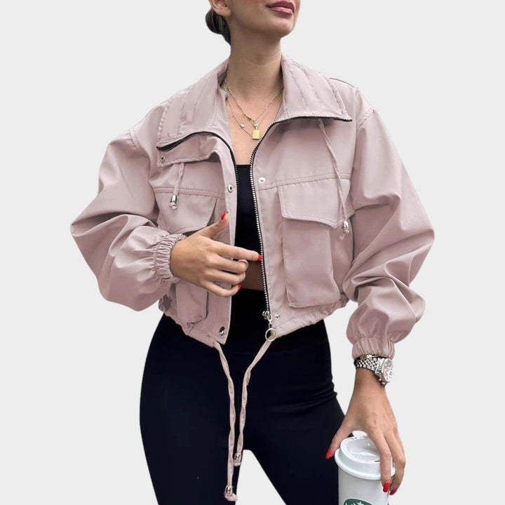 Women’s Cropped Jacket Drawstring Elastic Cuffs