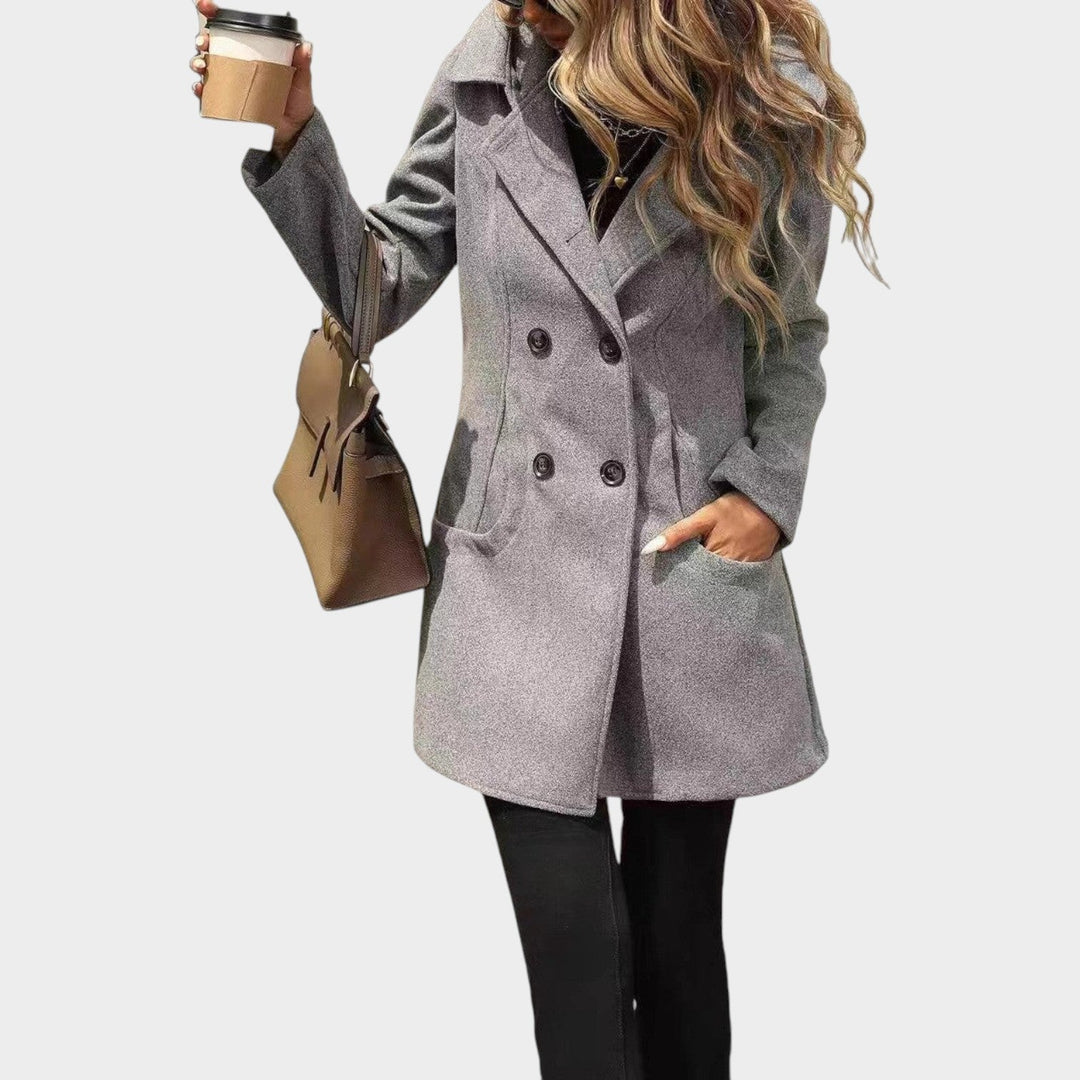 Women’s Coat Double Breasted Coat Longline Lapel