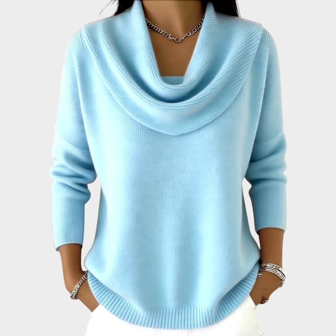Women's Knit Sweater Soft Draped Collar