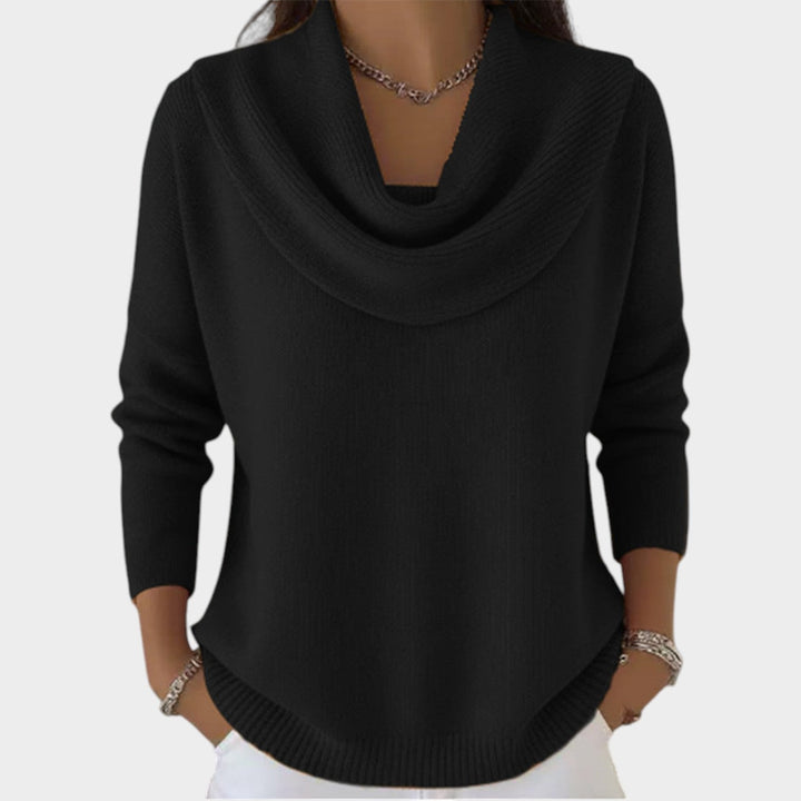 Women's Knit Sweater Soft Draped Collar