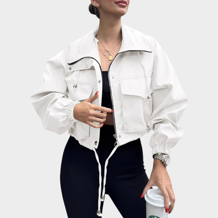 Women’s Cropped Jacket Drawstring Elastic Cuffs