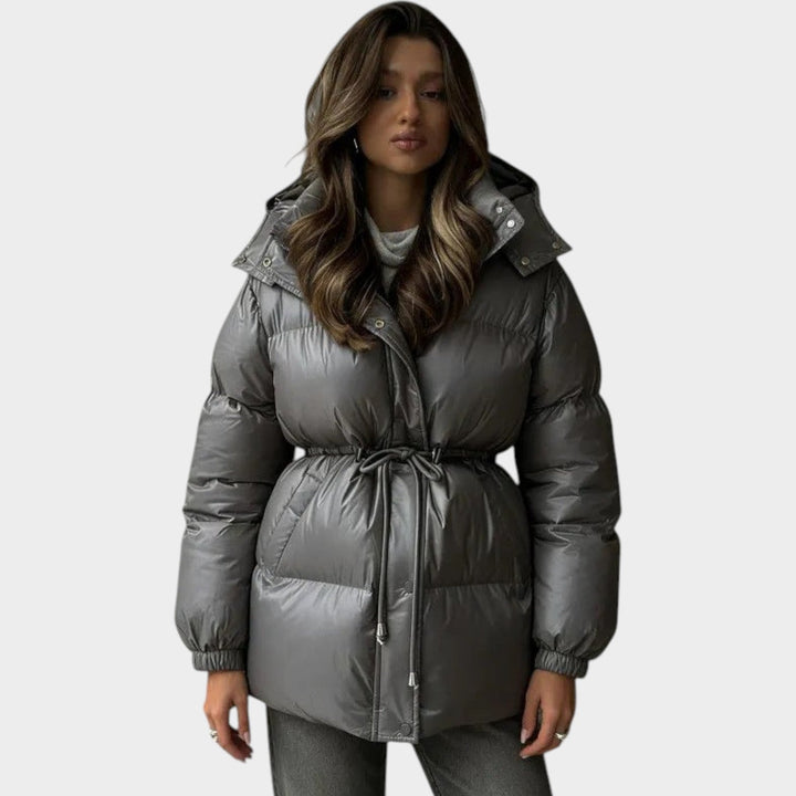 Women’s Puffer Jacket Adjustable Drawstring Waist Hooded