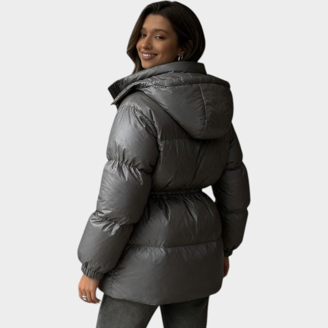 Women’s Puffer Jacket Adjustable Drawstring Waist Hooded