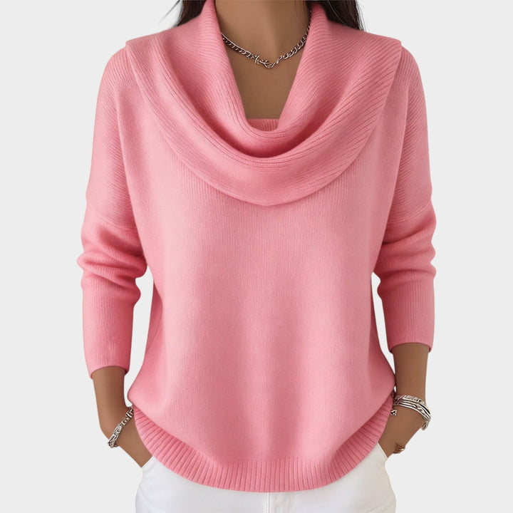 Women's Knit Sweater Soft Draped Collar