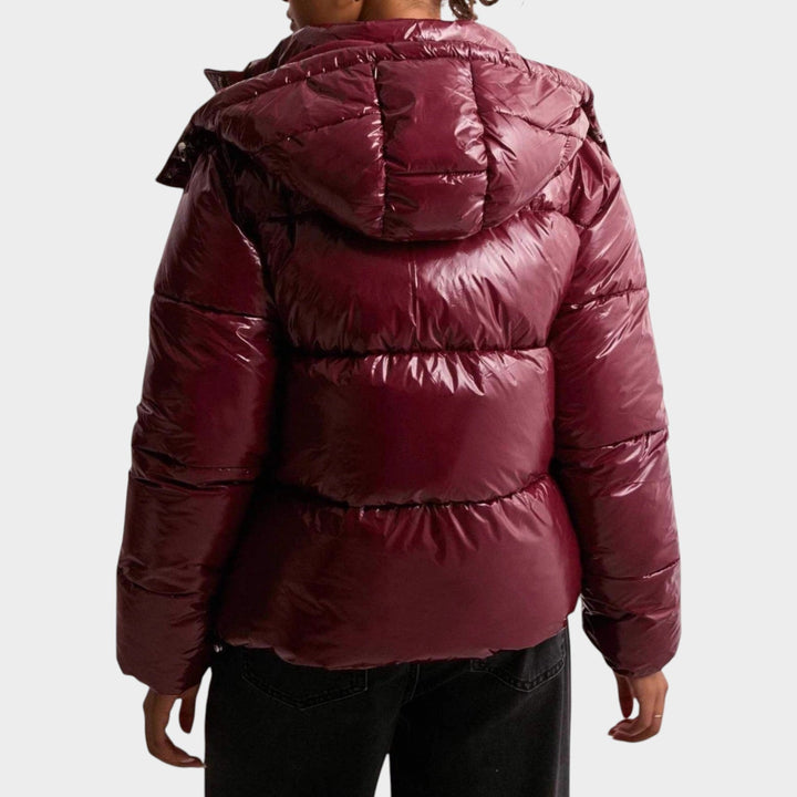 Women’s Puffer Jacket Quilted Adjustable Hood Zip Pockets Casual Style