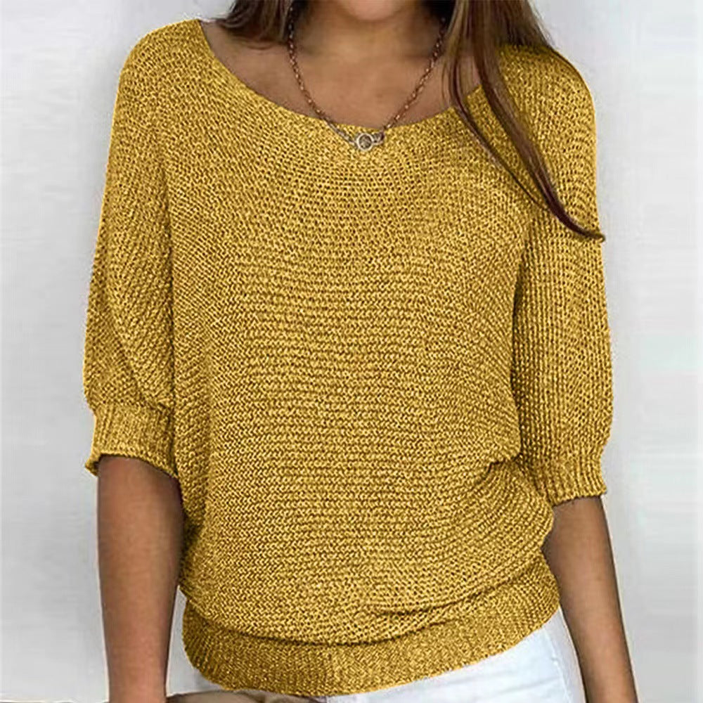 Women's Three Quarter Sleeve Soft Knit Sweater