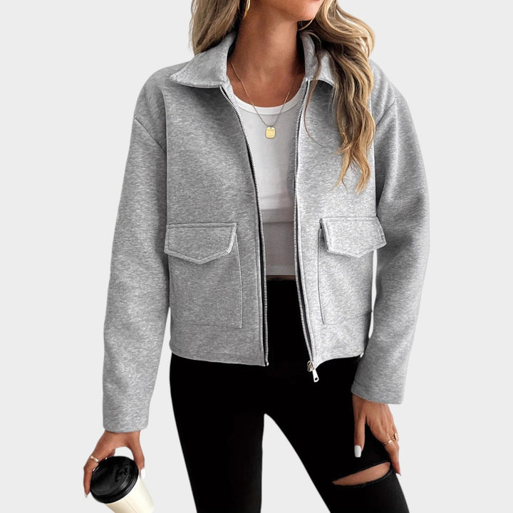Women’s Fleece Jacket Flap Pockets Casual Style