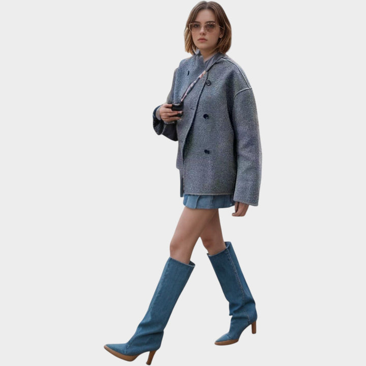 Women’s Wool Jacket Dual Zip Utility Pockets
