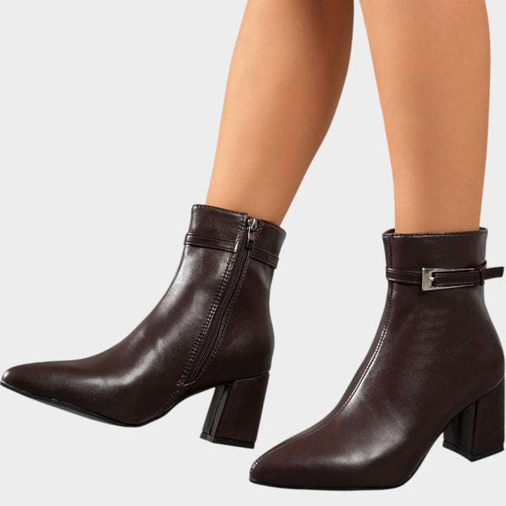 Women’s Ankle Boots Side Zip Chunky Block Heel