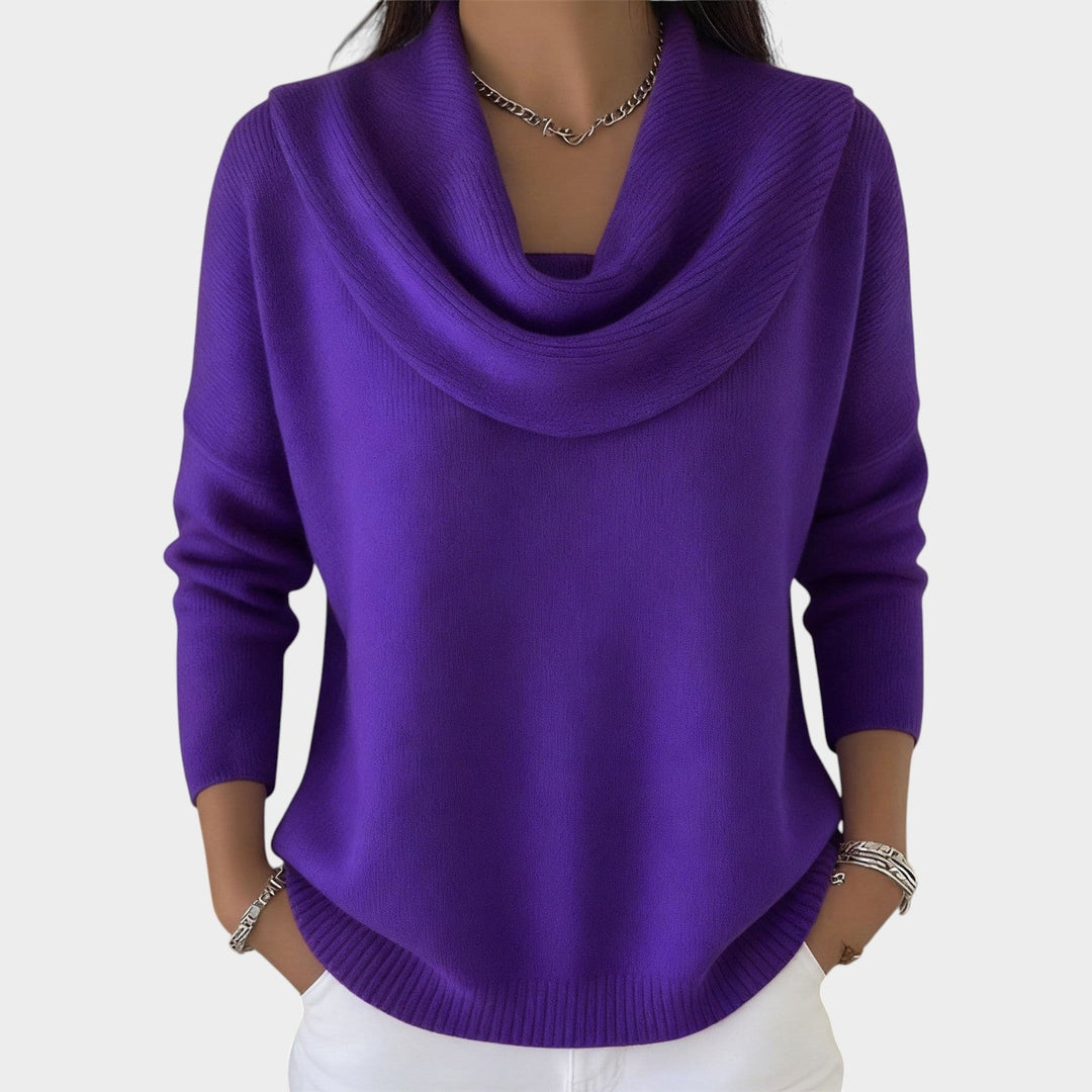 Women's Knit Sweater Soft Draped Collar