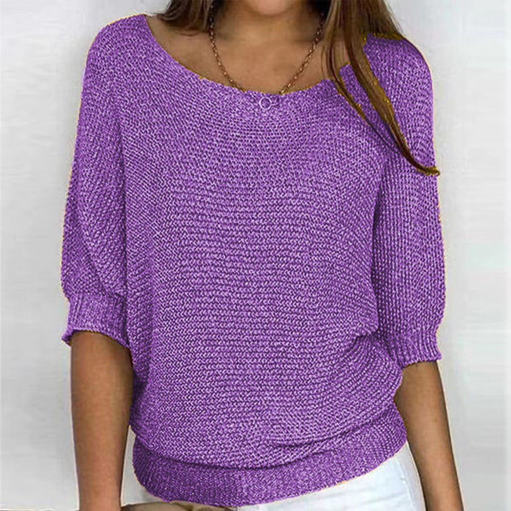 Women's Three Quarter Sleeve Soft Knit Sweater