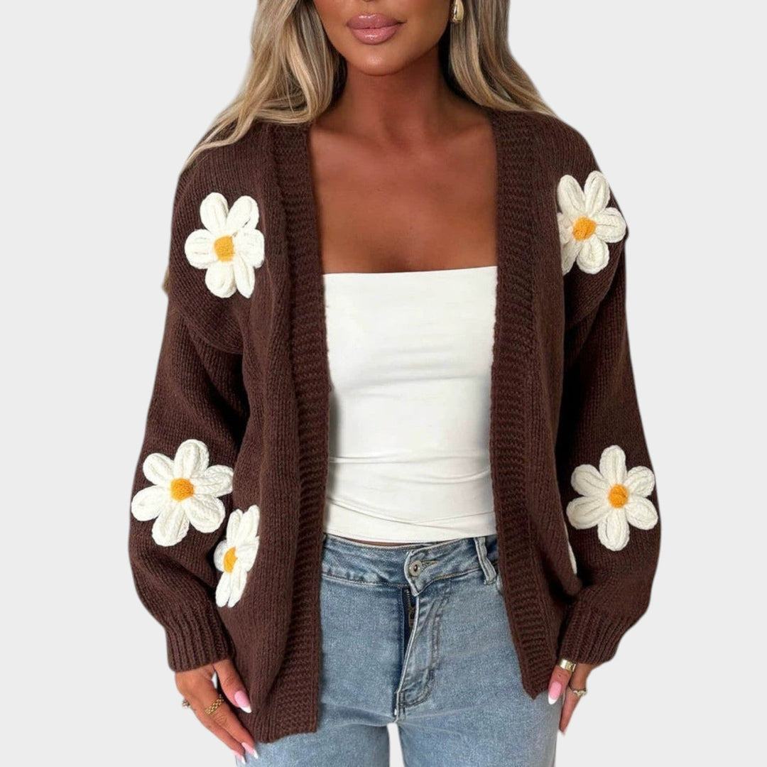 Women's Knit Cardigan Floral Oversized Open Front