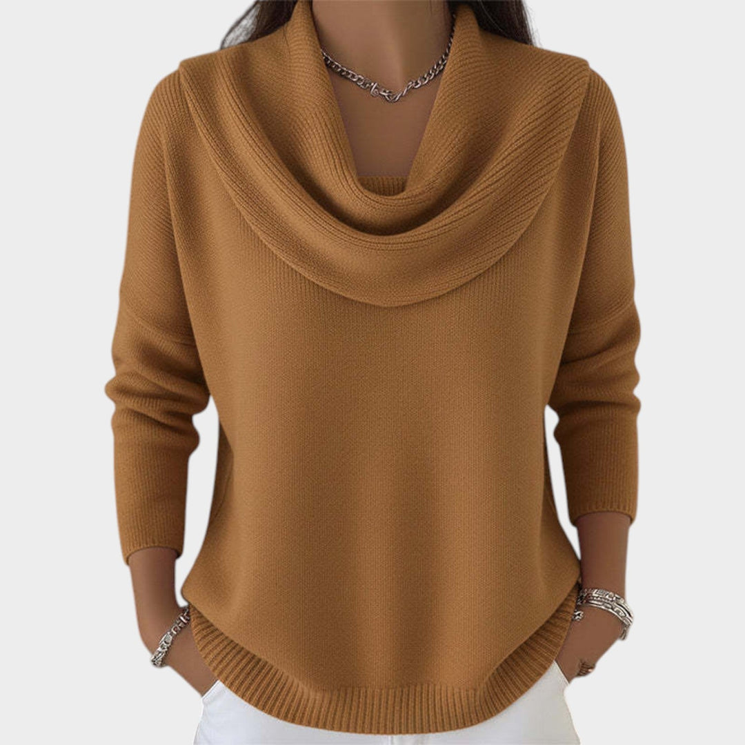 Women's Knit Sweater Soft Draped Collar