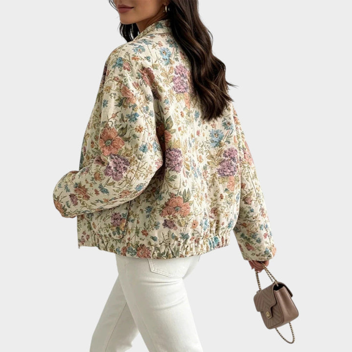 Women’s Floral Cropped Jacket with Long Sleeves