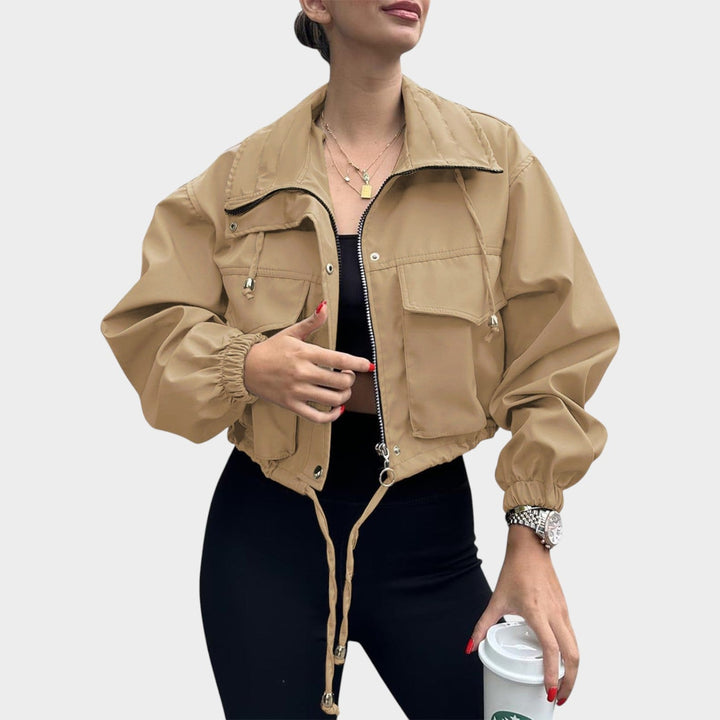Women’s Cropped Jacket Drawstring Elastic Cuffs