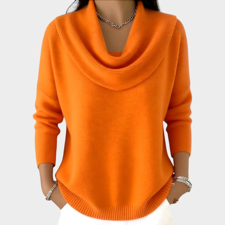 Women's Knit Sweater Soft Draped Collar