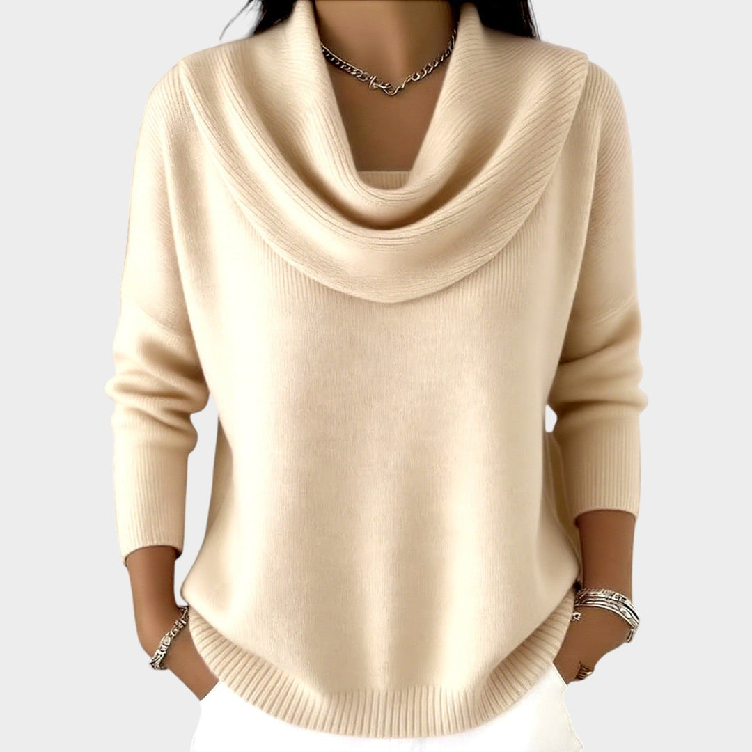 Women's Knit Sweater Soft Draped Collar
