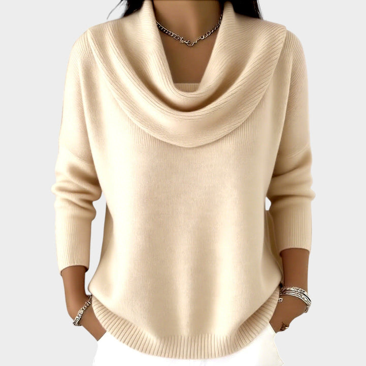 Women's Knit Sweater Soft Draped Collar