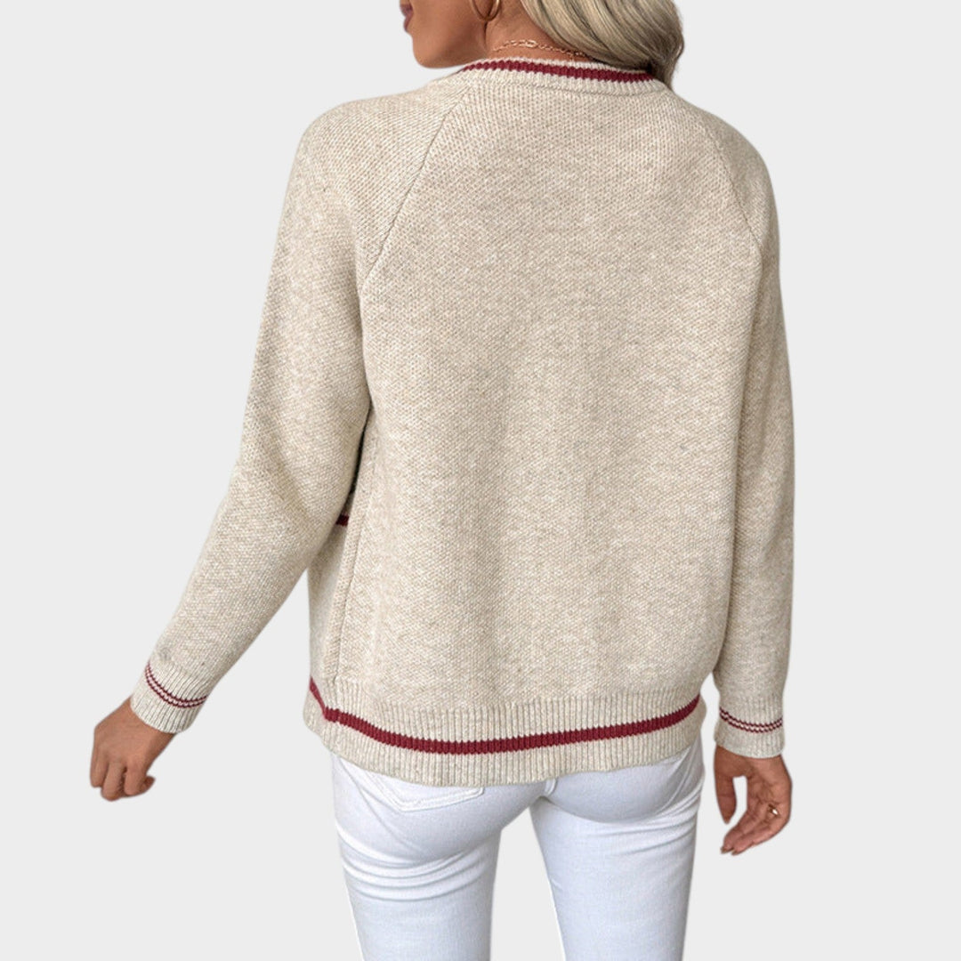Women's Bomber Jacket Knit Casual Zip Up Striped Trim