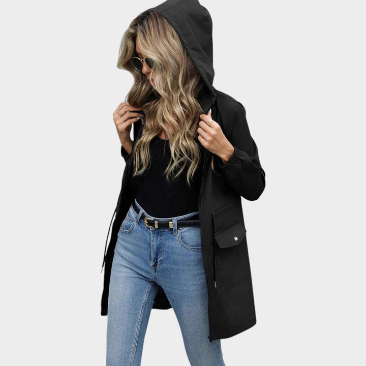Women’s Waterproof Jacket Hooded Drawstring Waist