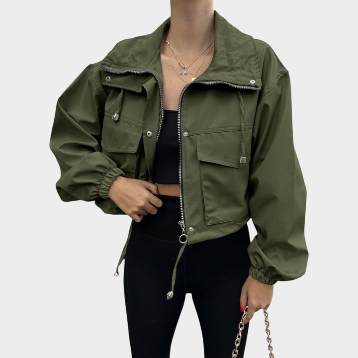 Women’s Cropped Jacket Drawstring Elastic Cuffs