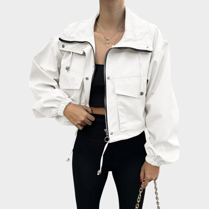 Women’s Cropped Jacket Drawstring Elastic Cuffs