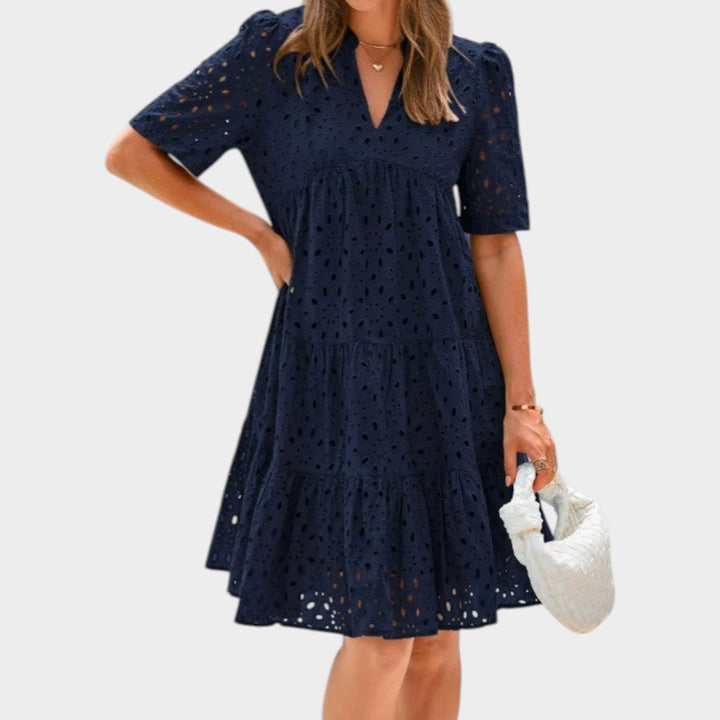 Eyelet Tiered Mini Dress