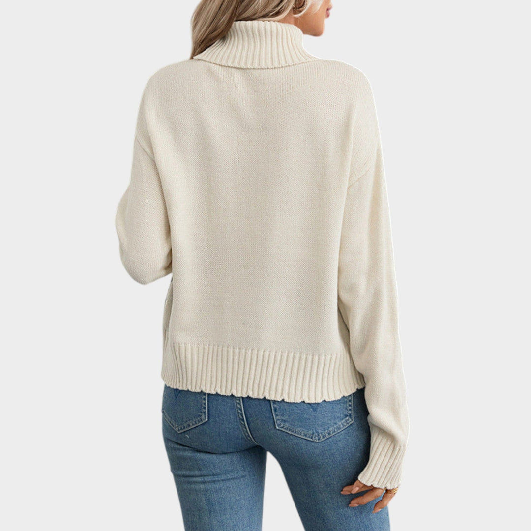 Women's Turtleneck Knit Sweater Fair Isle Long Sleeve