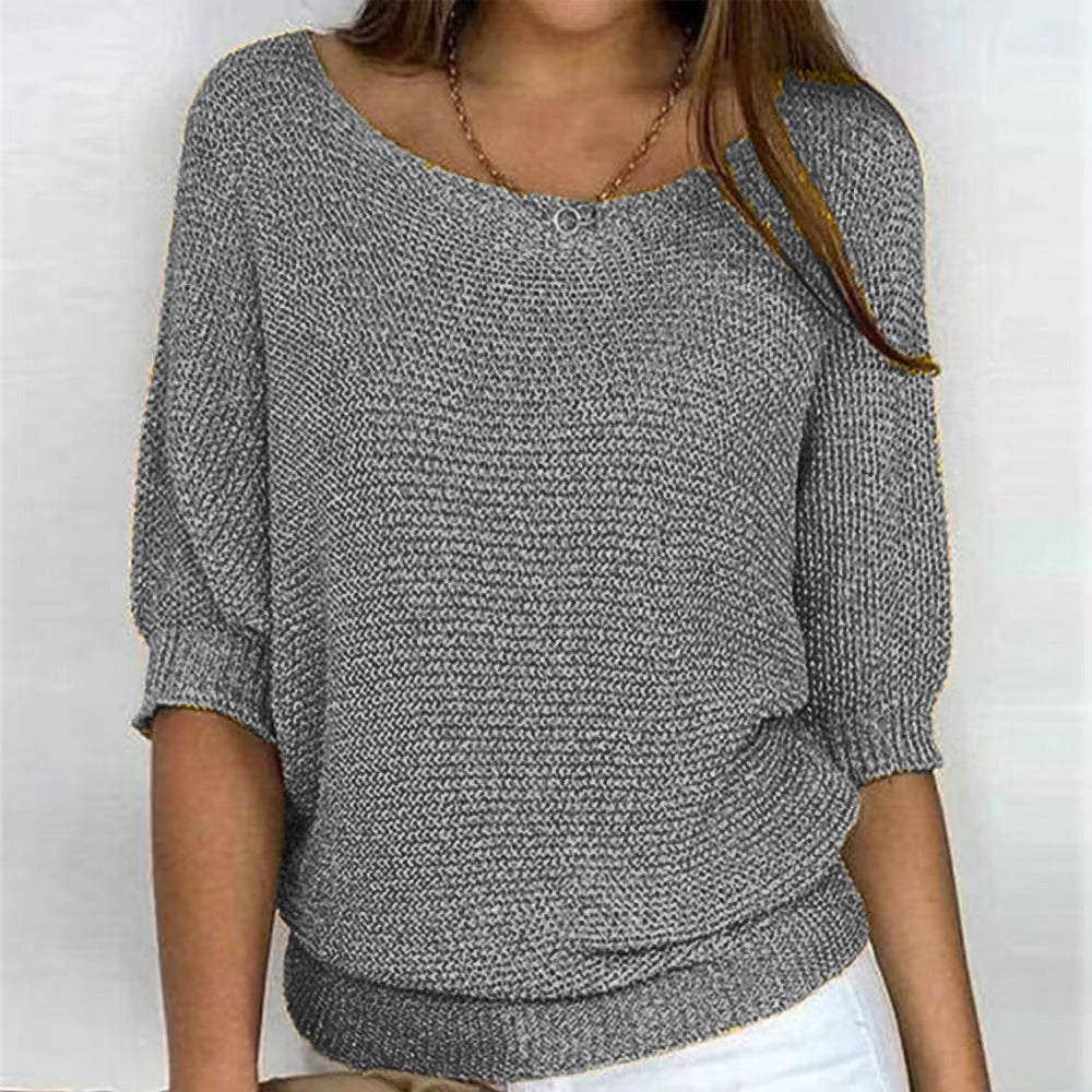 Women's Three Quarter Sleeve Soft Knit Sweater