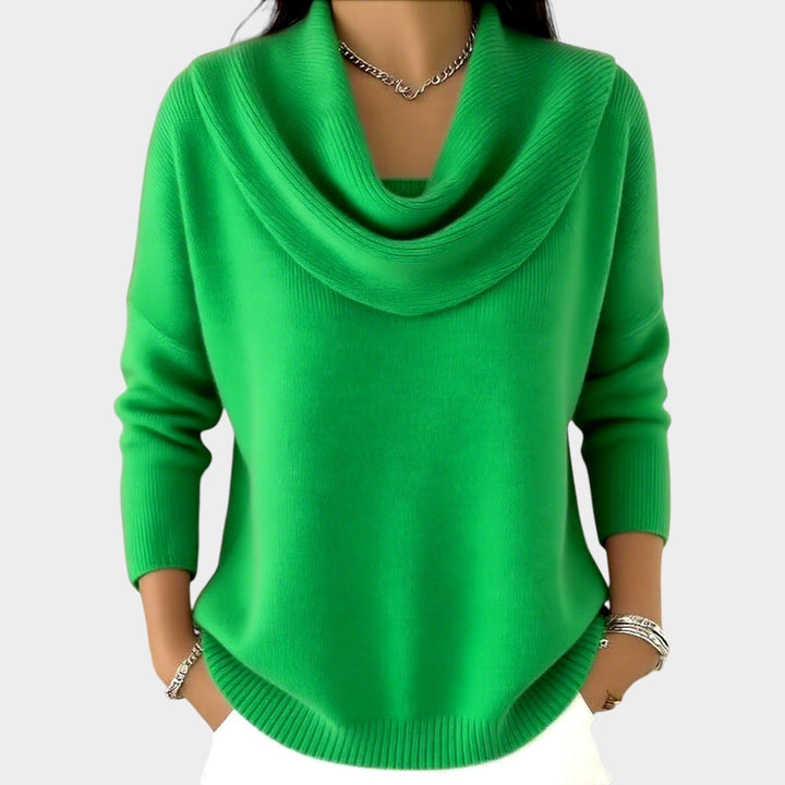 Women's Knit Sweater Soft Draped Collar