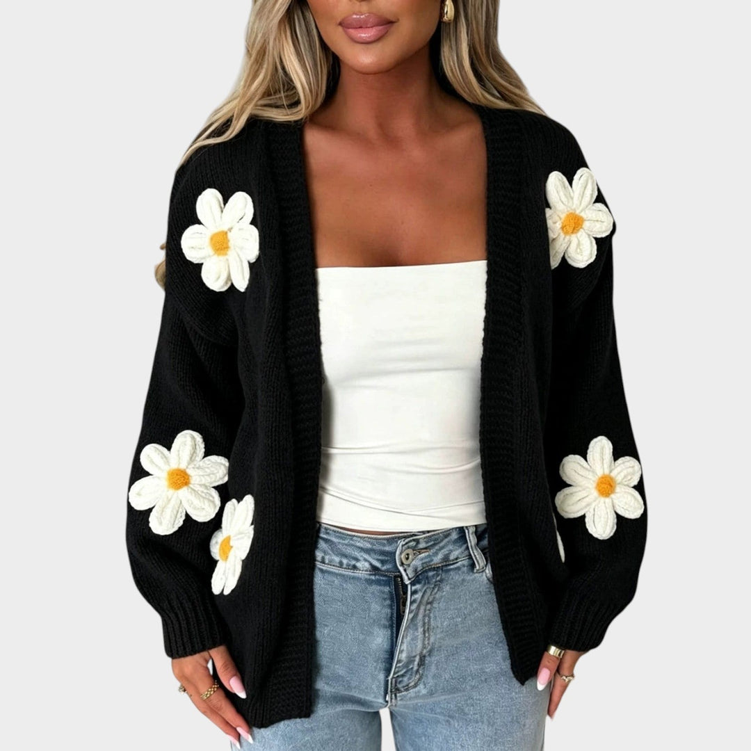 Women's Knit Cardigan Floral Oversized Open Front