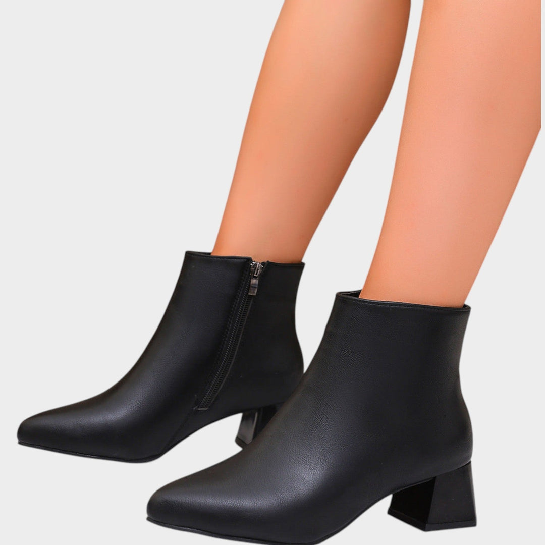 Women’s Ankle Boots Block Heel Side Zipper Classic Style