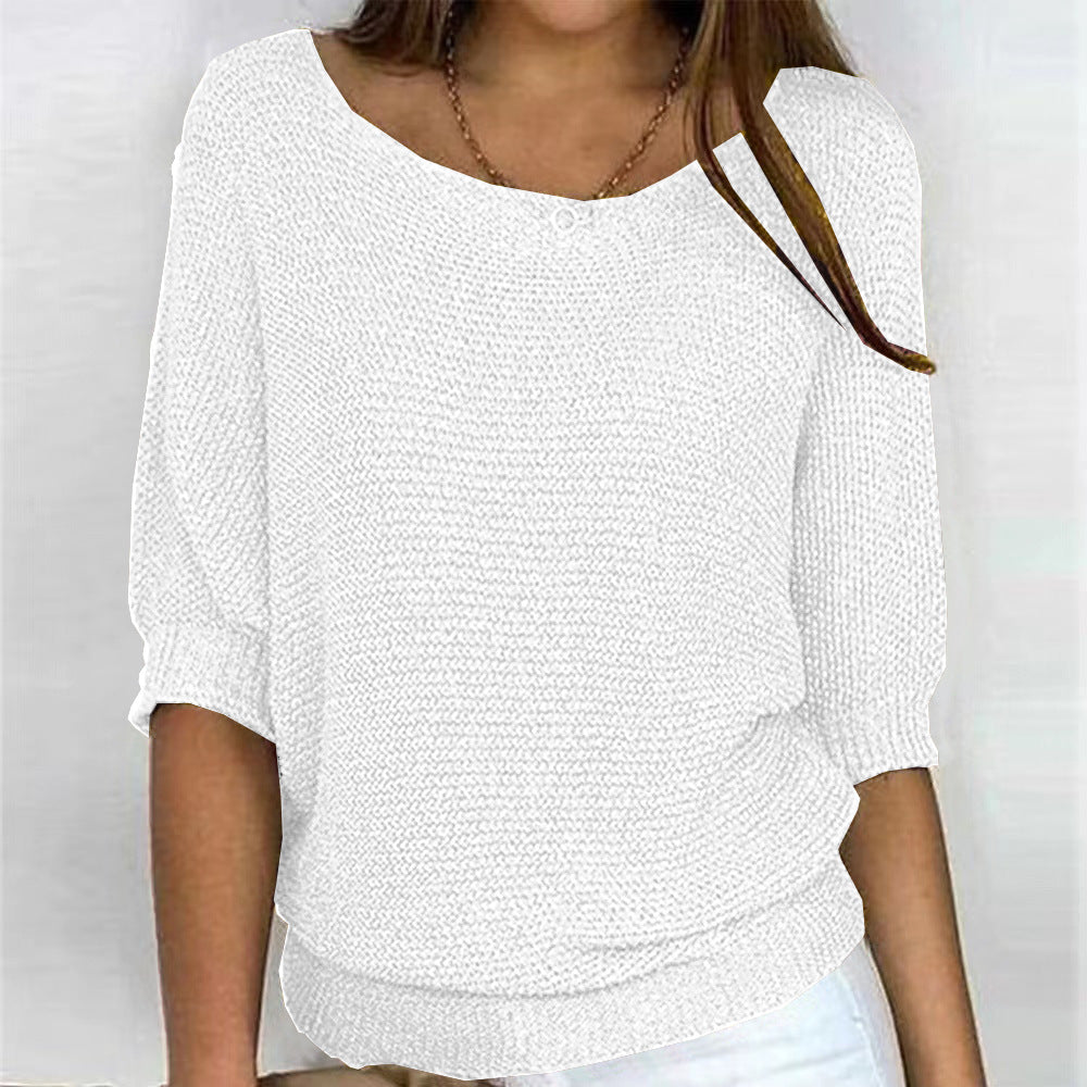 Women's Three Quarter Sleeve Soft Knit Sweater