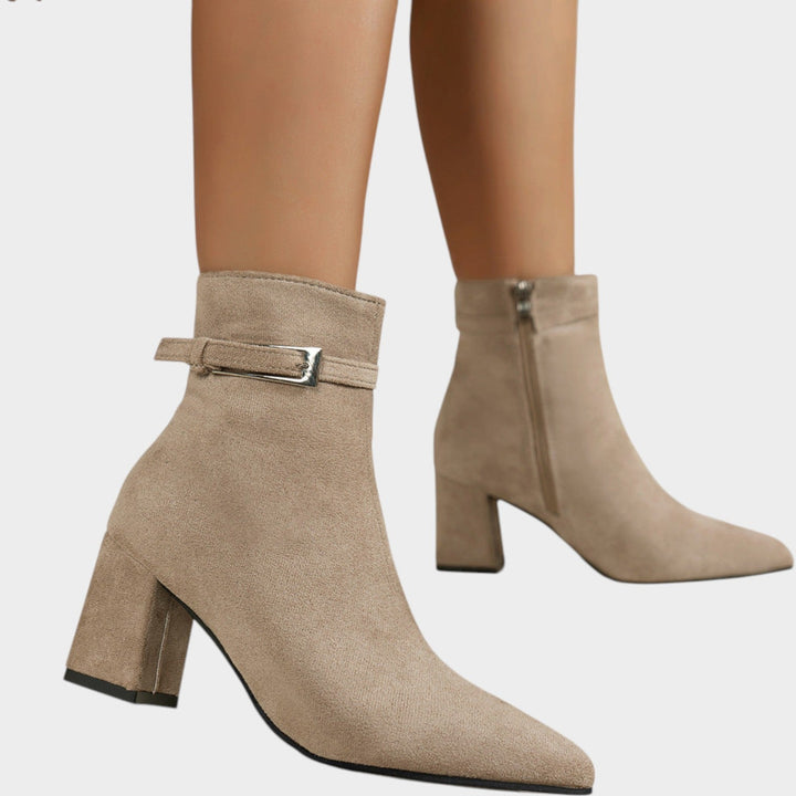 Women’s Ankle Boots Side Zip Chunky Block Heel