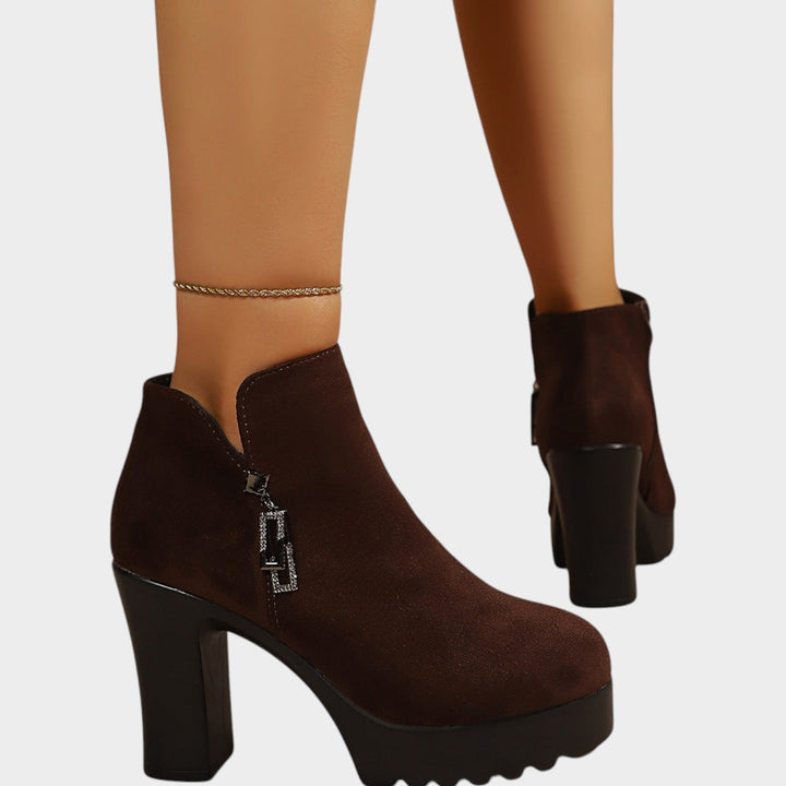 Women’s Ankle Boots Block Heel Side Zipper Classic Style