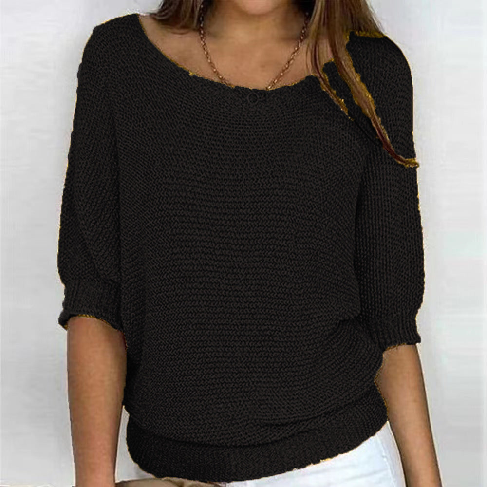Women's Three Quarter Sleeve Soft Knit Sweater
