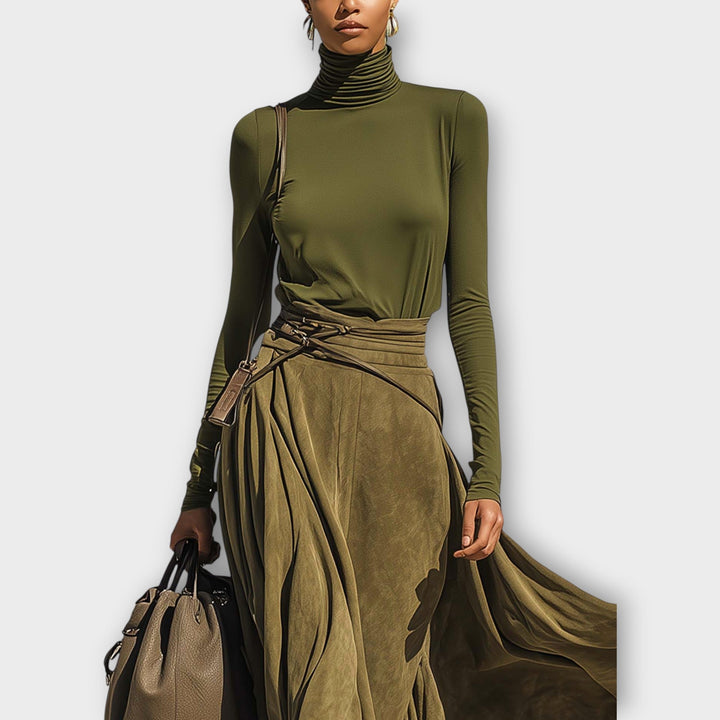 Luxe Olive Windflow Skirt Set