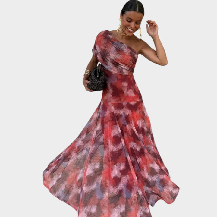 Sheer Flow Off-Shoulder Maxi Dress