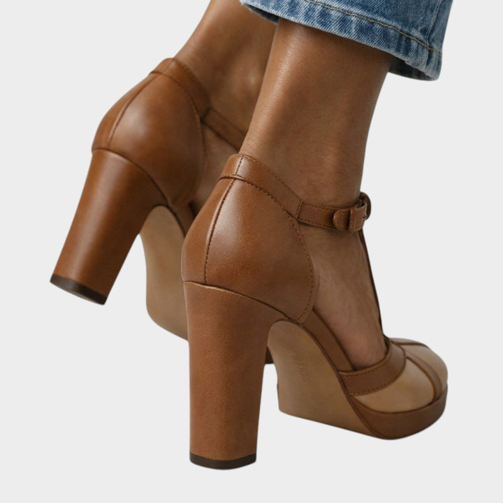Leather Platform T-Bar Heels