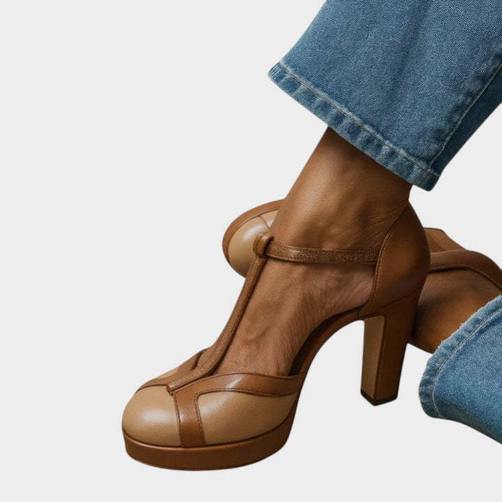 Leather Platform T-Bar Heels
