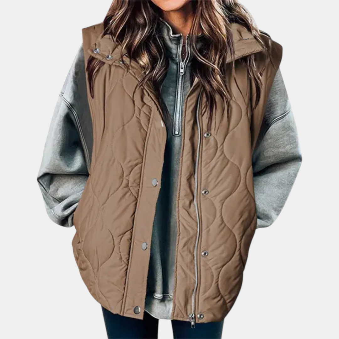 Women’s Sleeveless Jacket Button Front with Practical Pockets